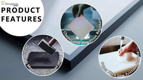 Virgin UHMW Polyethylene Sheet With Starboard Texture, showcasing strength, chemical resistance, and low friction surface, Made in USA