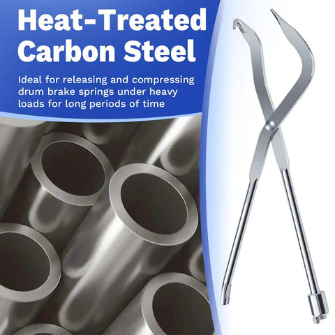 Heavy Duty Brake Spring Pliers For Drum Brakes Made From Heat Treated Carbon Steel Cuts Through Stubborn Hardware Easily, shown with tubing.