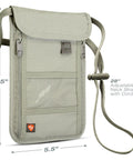 RFID Blocking Stash Neck Wallet And Travel Pouch Passport Holder for Women and Men in taupe with adjustable strap.