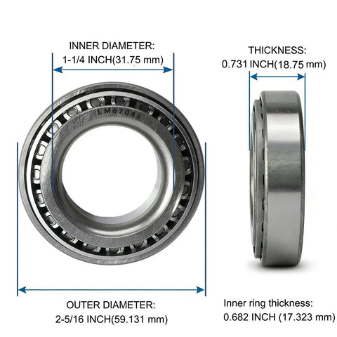 Beefed Up Heavy Duty Tapered Roller Bearing Cone And Cup Two Sets L44649 L44610 For Wheel Hub 1.0625 Inch Bore 1.98 Inch OD chrome steel