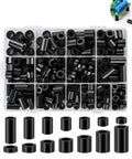 M6 And M8 Nylon Spacers Kit 300 Pieces Black Round Standoff Spacers For PCB Board Electronics DIY Mounting Hardware Ideal For Circuit Assembly Mounting And Hardware Spacing Gear, assorted sizes in storage box