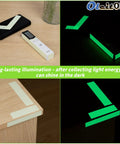 Six Pack Glow In The Dark Tape 198 Ft Total Green Luminous Neon Waterproof Tape For Outdoors And Indoors Home Decor Marking Crafts And Safety Signage Rechargeable Fluorescent on table and glowing in darkness