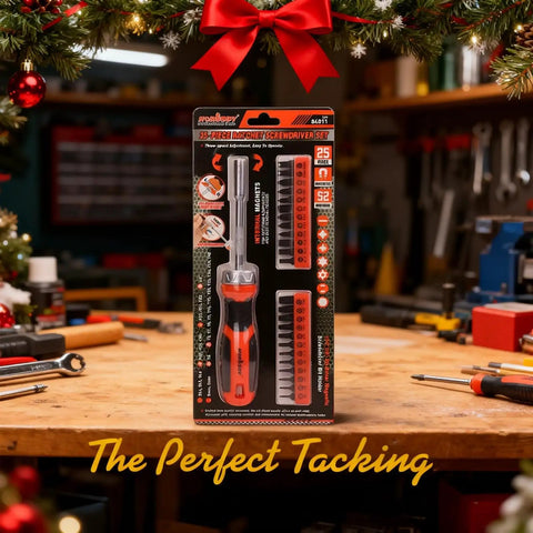 Pro Grade Tamper Resistant Torx Bit Set 25 Piece Security Torx And Multi Bit Kit with packaging on a workshop table