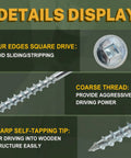 Details of Workhorse Pocket Hole Screws Size 8 X 1 Inch, Coarse Thread Wood Screws With Washer Head, Square Drive, Zinc Plated.
