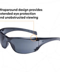 Virtua AP Safety Glasses with High Wrap Gray Lens Gray Frame Side Shields Lightweight All Day Comfort Under 1 Oz ANSI Z87
