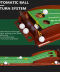 Indoor Putting Green With Auto Ball Return Real Turf Feel Putting Mat showing automatic ball return feature