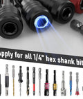 Non Slip Bit Holder Set 6 Piece Pro Grade One Quarter Inch Drill Bit Holder Key Chain With Impact Bit Holders and hex bits