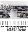 Heavy Duty 150 Piece Wire Ferrule Kit With Insulated Butt Terminals For Crimping Electrical Cords And Wires, assorted sizes