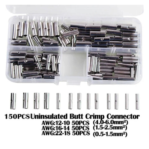 Heavy Duty 150 Piece Wire Ferrule Kit With Insulated Butt Terminals For Crimping Electrical Cords And Wires, assorted sizes