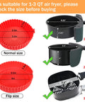Diagram showing Two Pack Round Silicone Air Fryer Liners Fits 1 To 3.5 Qt Baskets Reusable Pot Bowl For Air Fryers Top 6.5 Inch Bottom 5.5 Inch