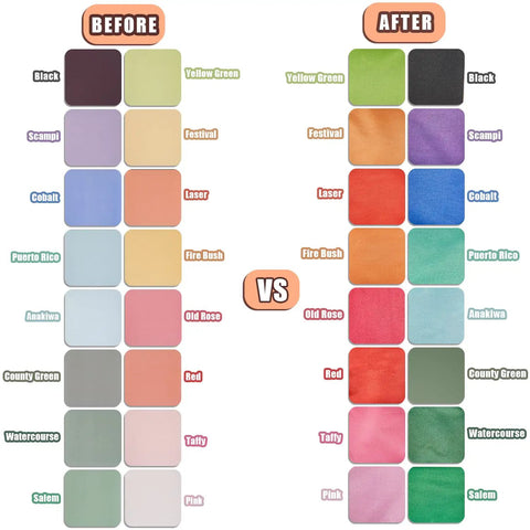 Comparison of color vibrancy on Solid Color Transfer Sheets Set, 16 Pcs 4.5x12 Inches Pre Printed Transfer Paper For DIY projects.