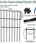 No Dig Animal Barrier Fence Kit 27ft Long 17in High Garden Border Fence With 25 Rustproof Metal Panels 1.52in Spike Spacing