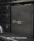 Heavy Duty Toggle Latch Clamp With High Tension Carbon Steel For Securing Tool Boxes, Gear Cases, And Industrial Enclosures To Keep Lids Shut Tight During Rough Transport And Daily Grind on tool storage cabinet.