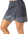Womens Bike Skort With Elastic Waist Wrap Skirt And Detachable Padded Cycling Liner, Front Pockets And Hidden Zip Pocket, 4.5 Inch Mesh Hem Panel, 2.25 Inch Gathered Waistband, Breathable Polyester Blend, Ebony X Large