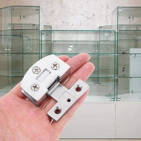 Heavy Duty No Drill Stainless Steel Glass Door Hinge With Adjustable Angle For Frameless Tempered Glass Doors And Display Cabinets Easy Install Smooth Operation Built To Last, silver hinge in hand