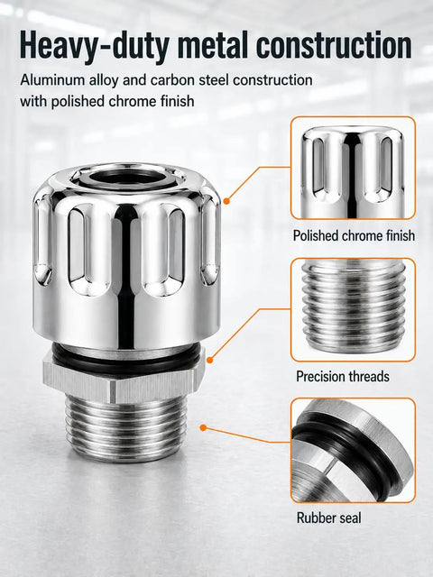 Vourtm 3/4 Npt Hydraulic Breather Cap With 40 Micron Filtration Vent Cover shows polished chrome and rubber seal construction.