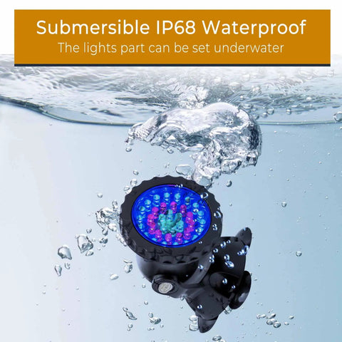 Color Changing Submersible Pond Lights With Timer Dope Underwater RGB Spotlight Kit submerged underwater with bubbles
