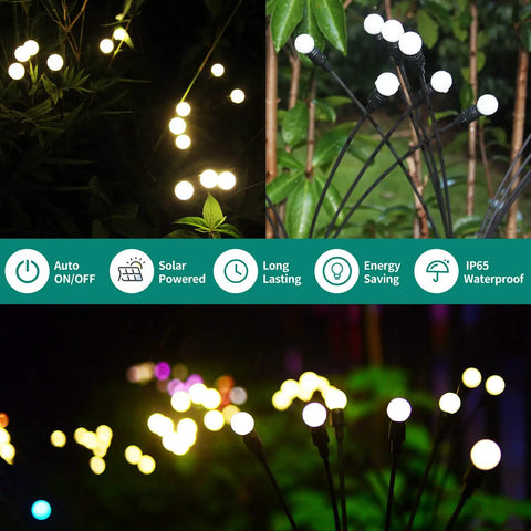4 Pack Solar Fairy Lights Outdoor Waterproof Garden Decor With 40 LEDs, Flexible Iron Wire And Heavy Bulb Base
