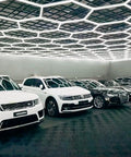 Plug In LED Hexagonal Honeycomb Garage Light Kit With 165 Tubes For DIY Setup Ultra Bright 6500K Daylight White Car Detailing Workshop