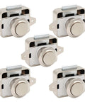 Push Button Cabinet Lock Set Five Pack Chrome Plated Marine Grade Metal Latches For RV Camper Boat Storage Compartments Push To Open
