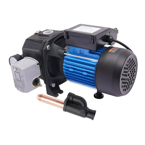 1 HP Shallow And Deep Well Pump With Ejector Kit Workhorse Cast Iron Jet Water Pump Auto Pressure Switch 110V Transfer Pump