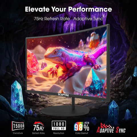 Curved 27 Inch Gaming Monitor With 100Hz Refresh Rate 1080p Dual HDMI and VGA 99 Percent sRGB Color Built In Speakers 1500R Immersive Curve Pro Grade Machine Black