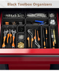 46 Piece Tool Box Organizer Tray Divider Set In Black With Five Sizes for tool chest showing tools and small parts