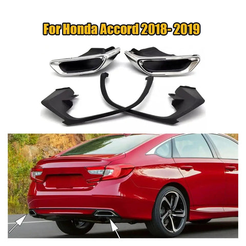 Accord 2018-2019 Exhaust Tail Pipe Tip Muffler Upgrade In Stainless Steel installation on a red Accord rear view