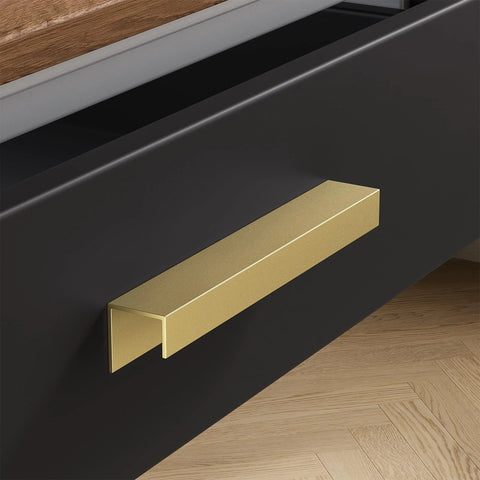10 Pack Self Adhesive Cabinet Pulls 5 Inch Gold Finger Handles Stick On Edge Pulls for cabinets and drawers installation view