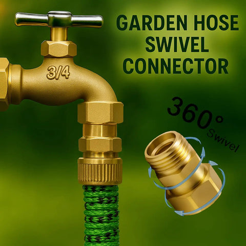 Brass Garden Hose Swivel Connector No Leak Seal Easy Rotate 360 Degree Fit Three Quarter GHT To Prevent Kinks Leaks And Boost Water Flow For Outdoor Yard Use, 3/4 brass hose fitting