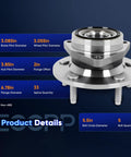 Front Wheel Hub Bearing Set For Dodge Ram 1500 1994 1995 1996 1997 1998 1999 4x4 Without ABS 5-Lug 515006 Pair Replacement Bearings