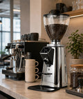 Heavy Lifter 64Mm Flat Burr Coffee Grinder With Stepless Precision Grind Control And 350W Copper Motor for home or cafe use with stainless steel design.
