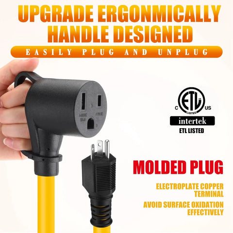 10 Ft Welder Adapter Cord 6-20P To 6-50R 20 Amp To 50 Amp 3 Prong Cable ETL Listed STW 10 AWG With Handle Heavy Duty Power Cord