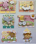 Handmade baby-themed cards using Silicone Stamp And Die Set For Card Making And Scrapbooking, featuring cute animal designs and pastel colors.
