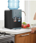 Countertop Water Cooler Dispenser For Home Office Dorms Black Holds 3 Or 5 Gallon Jug Top Loading Hot And Cold Water on kitchen counter