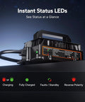 36V 25A LiFePO4 Charger With 38.4V Ready Output, IP65 Waterproof Beast Build showing LED indicator lights and charging status symbols.
