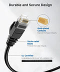 10Gbps Snagless Cat6 Ethernet Cable 25ft Slim Profile Patch Cord with gold-plated contacts and strain-relief boots for secure networking