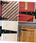 8Pcs 5 Inch Black Galvanized T Type Weld On Door Hinges Heavy Duty Outdoor Cabinet And Garage Door Hardware in use on various doors