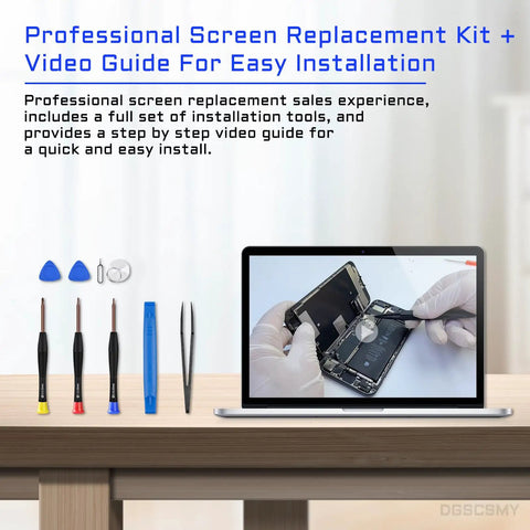 iPhone 8 And SE 2020 4.7 Inch LCD Screen Replacement Full Assembly Digitizer With 3D Touch Black Front Panel Fix Kit and tools shown