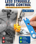 Comparison of old threading method vs Four In One Needle Threader With Magnetic Back Magnifying Glass Ruler And Insert Guide