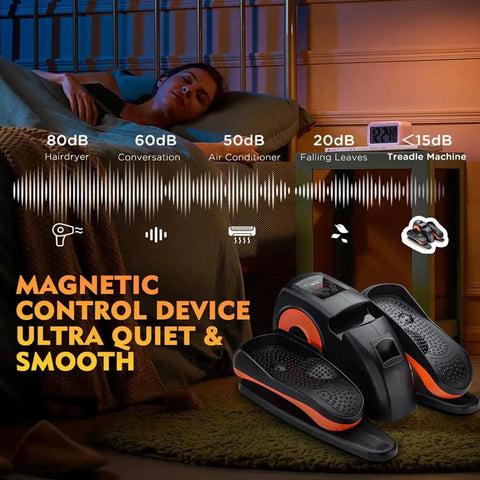 Under Desk Elliptical Portable Leg Exerciser For Seniors With Remote Control LCD Display Seated Elliptical Trainer Low Impact Cardio Traction Straps Easy Assembly For Office Home Workout