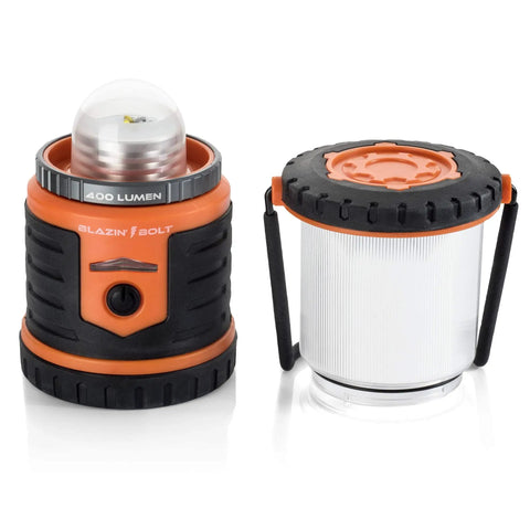 Tough As Nails Rugged USB Rechargeable Lantern With 12000mAh Power Bank, close-up of 1000 lumens lantern with handle and lighting modes.