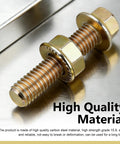 Close-up of Exhaust Manifold Bolt Kit 10 Piece High Strength Carbon Steel Hex Head Flange Screws With Anti Slip Fasteners.