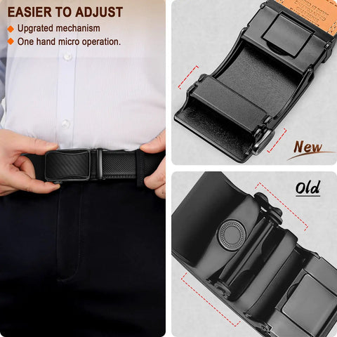 Mens Ratchet Belt Leather Adjustable Slide Belt For Dress Casual Wear 1.38 Inch Width With 32 Notches And Quarter Inch Micro Adjustments Cut To Fit Buckle From 32 To 38 Inch Waist Great Gift featuring upgrade mechanism and easy adjustments.