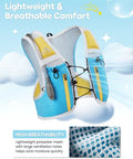 Kids Hydration Backpack With 1L Water Bladder On The Go Adjustable Reflective Running Vest in blue with mesh ventilation