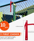 Chain Link Fence Banana Clip Set For Tensioning And Stretching, installed on a fence, red metal clip with anti-corrosion coating