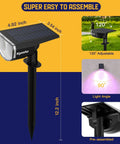 Solar Color Spotlight 2 Pack With 9 Lighting Modes And 38 LEDs RGBW Multicolor Waterproof Outdoor Lights For Trees And Pools specs