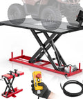 VEVOR Motorcycle Lift Table, 1500 Lb Electric Hydraulic Scissor Jack with Control, Adjustable Height for ATVs and Dirt Bikes.