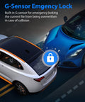 Collision scenario highlighting G-sensor feature of No Fuss Triple Channel Dash Cam System With Front Cabin And Rear View Cameras 1080P Car Camera Pack With 32GB Card Included Night Vision HDR Loop Recording 24Hour Parking G Sensor.