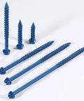 Badass Heavy Duty 100 Pack Slotted Hex Concrete Screws 3/16 By 1-1/4 Inch Blue Hexagon Head Anchors on a white background.